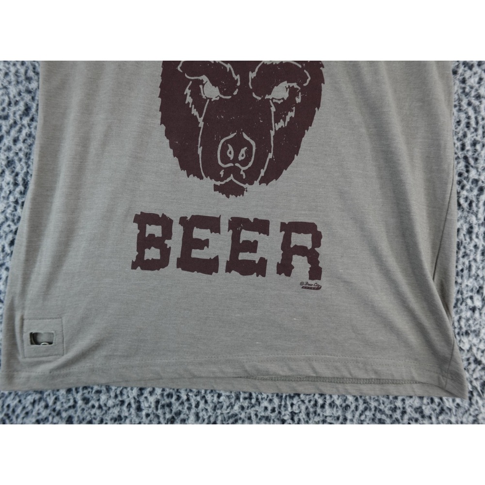 Brew City Mens Graphic T Shirt Bear Antlers Beer Print Short Sleeve Gray Large - Picture 4 of 12